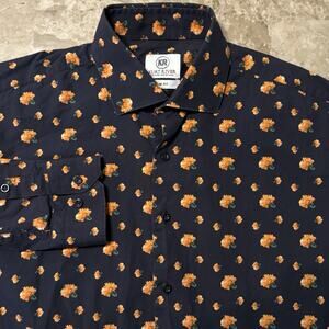 Kurt River Shirt Mens Large Slim Fit Blue Floral Geometric Long Sleeve Button